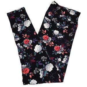 LuLaRoe Leggings Size TC Hidden Black Panthers Cats Pink Purple Floral Roses NWT